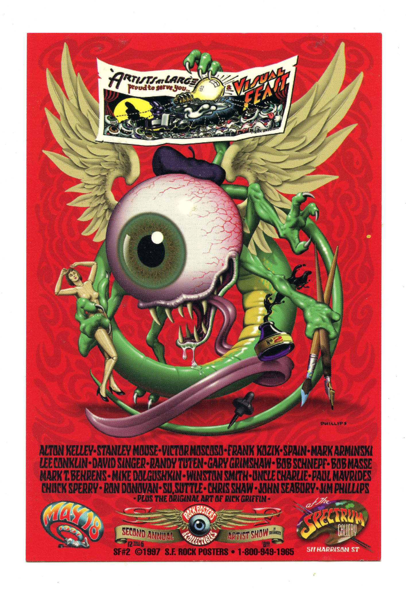 Flying Eyeball Handbill 1997 Second Annual Rock Poster Artist Show