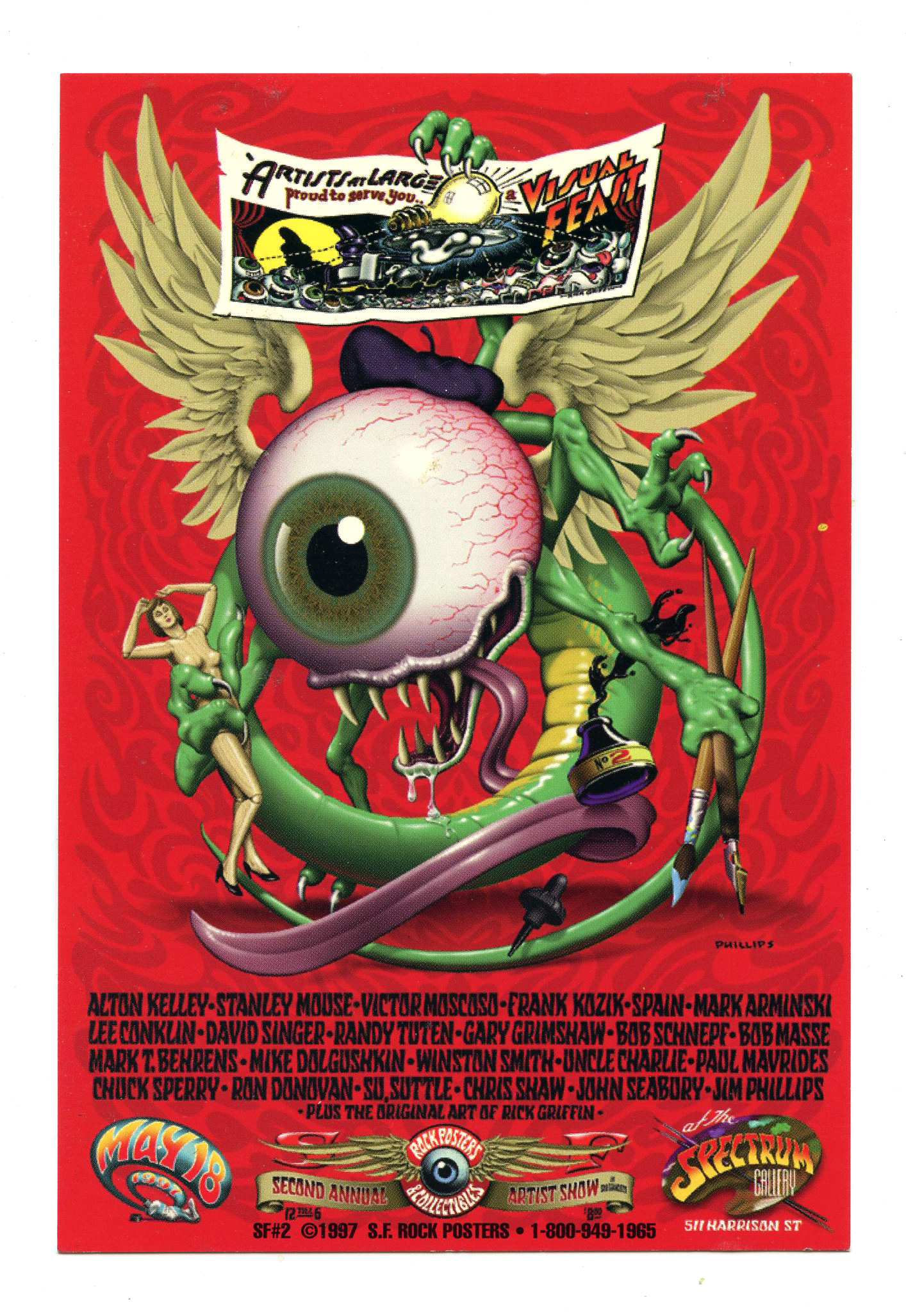 Flying Eyeball Second Annual Rock Poster Artist Show Handbill 1997 San Francisco