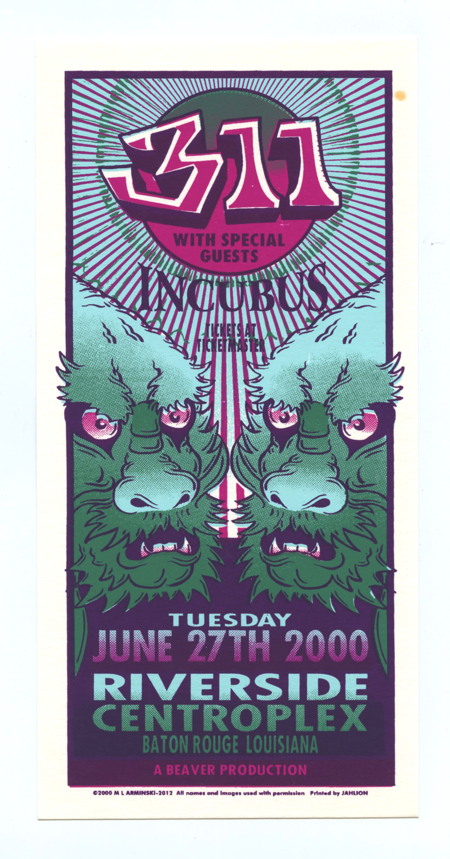 311 Handbill Riverside Baton Rouge 2000 Jun 27 Mark Arminski