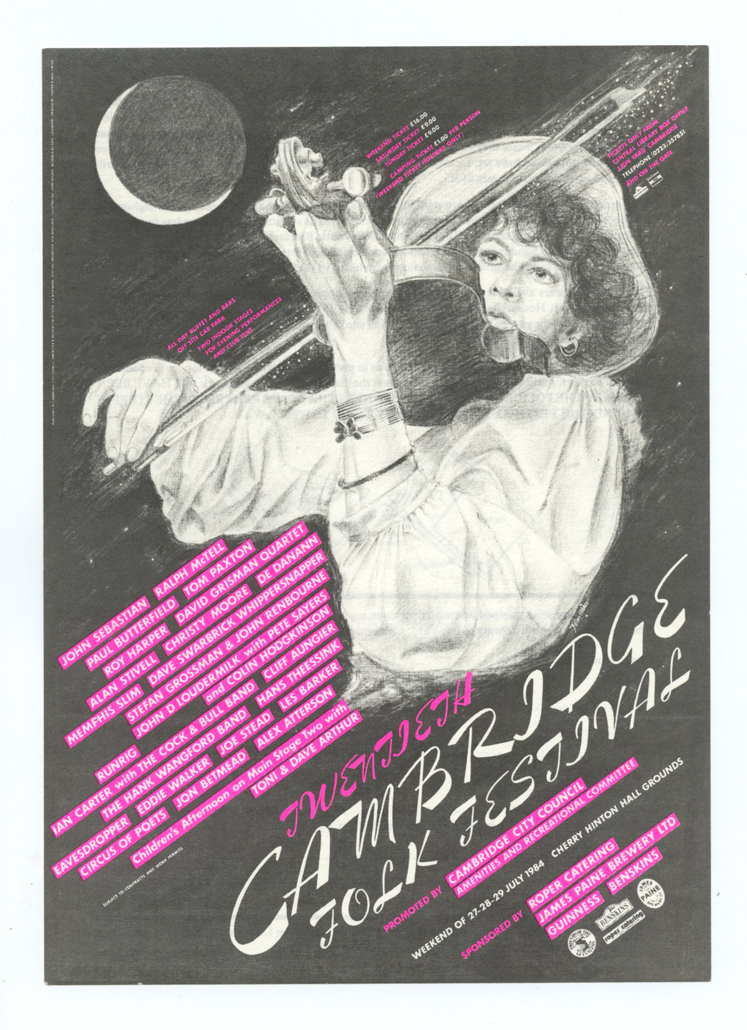 David Grisman Handbill w/ John Sebastian Handbill 1984 Cambridge Folk Festival