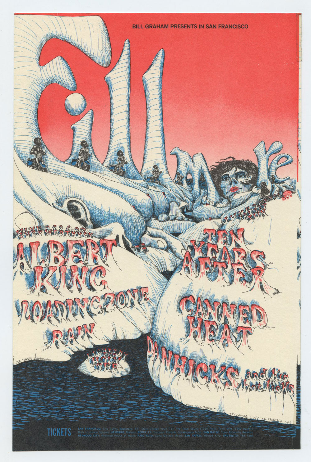 BG 126 Postcard Mailed Albert King Canned Heat 1968 June 25