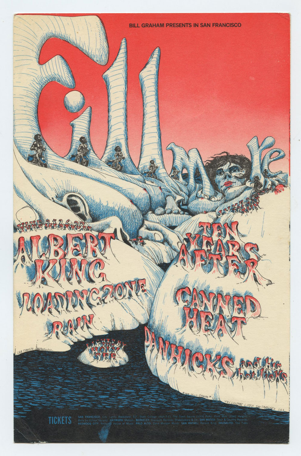 BG 126 Postcard Mailed Albert King Canned Heat 1968 June 25