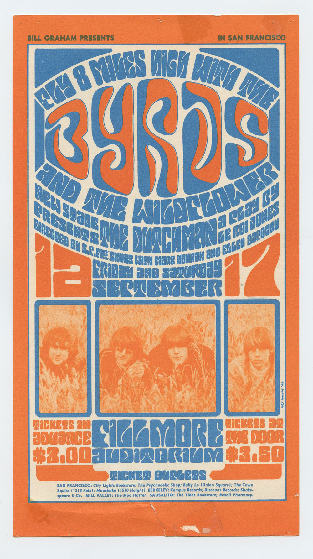 BG  28 Handbill The Byrds 1966 Sep 16 Very Fine