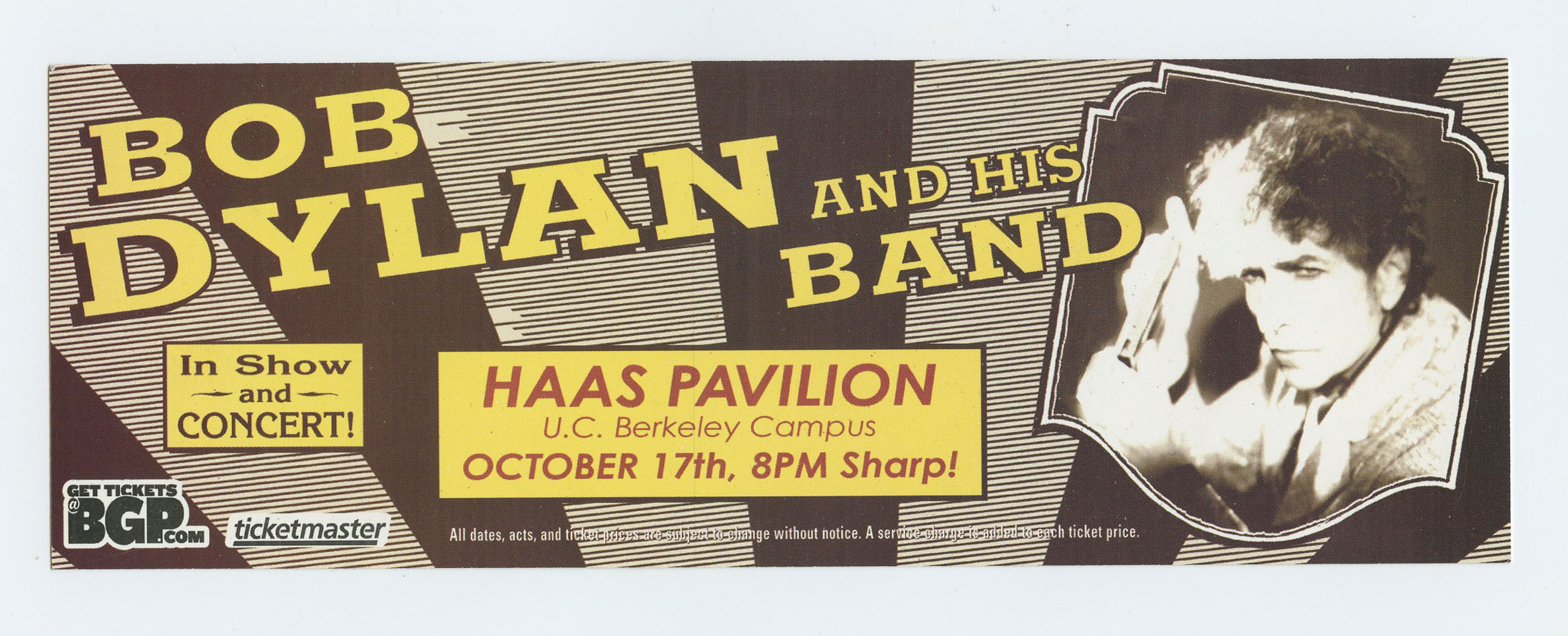 Bob Dylan Handbill 2004 Oct 17 Haas Pavilion UC Berkeley