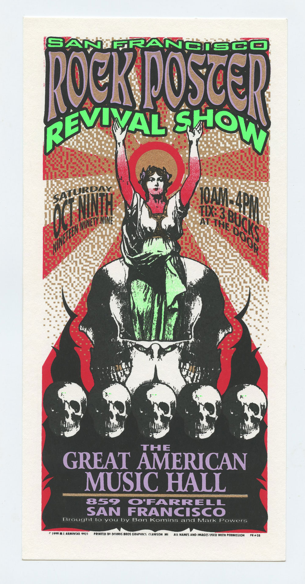 Mark Arminski Handbill Rock Poster Revival Show 1999
