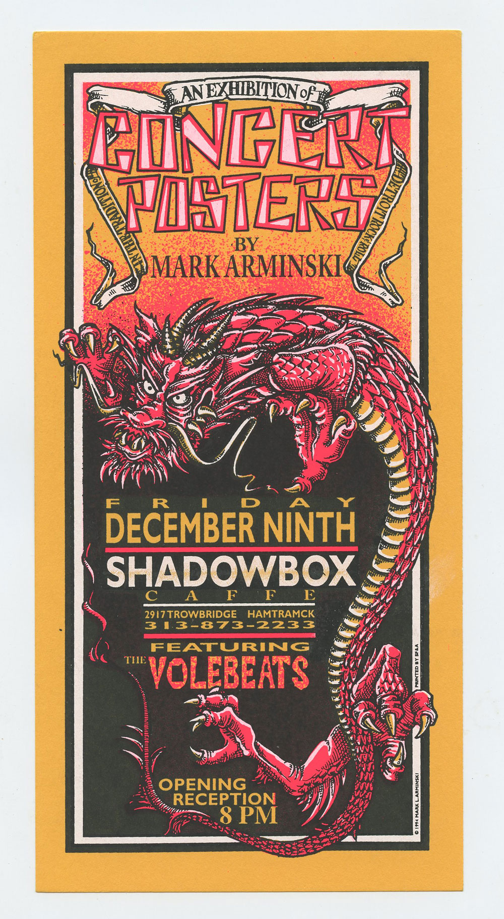 Mark Arminski Handbill  Concert Posters 1994 Shadowbox