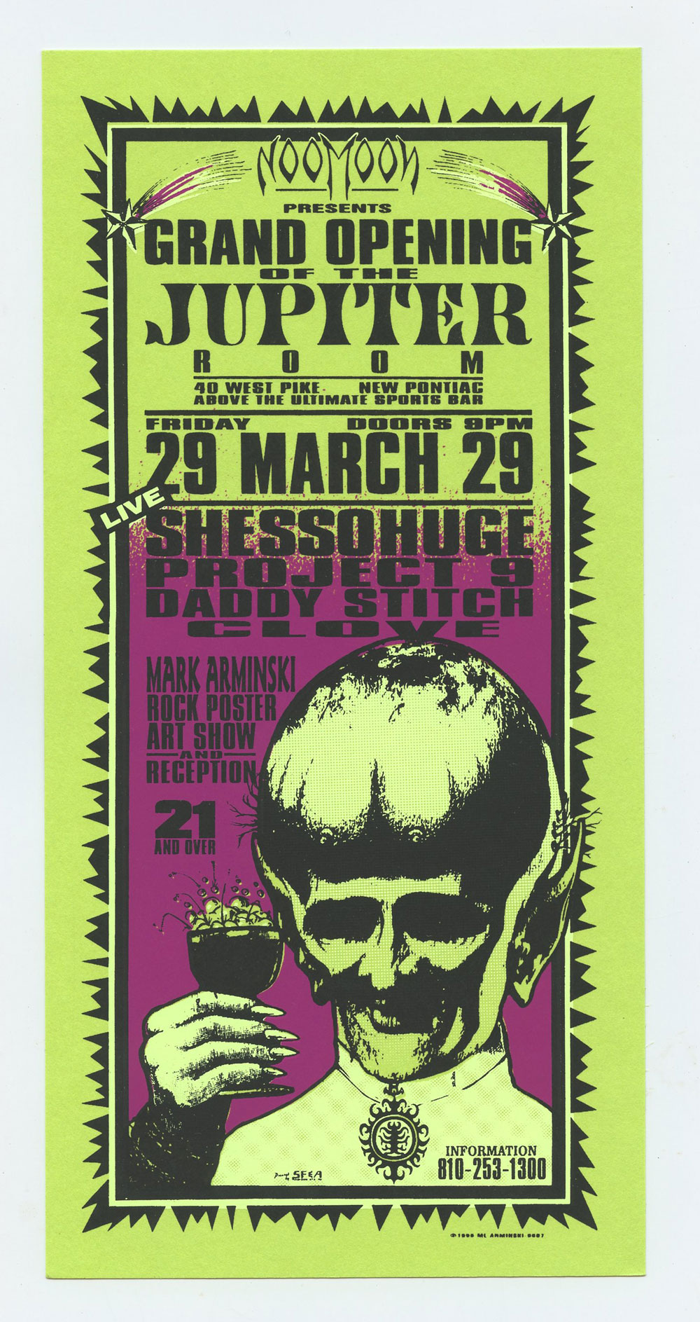 Mark Arminski Handbill Rock Poster Art Show 1996 Jupiter Room