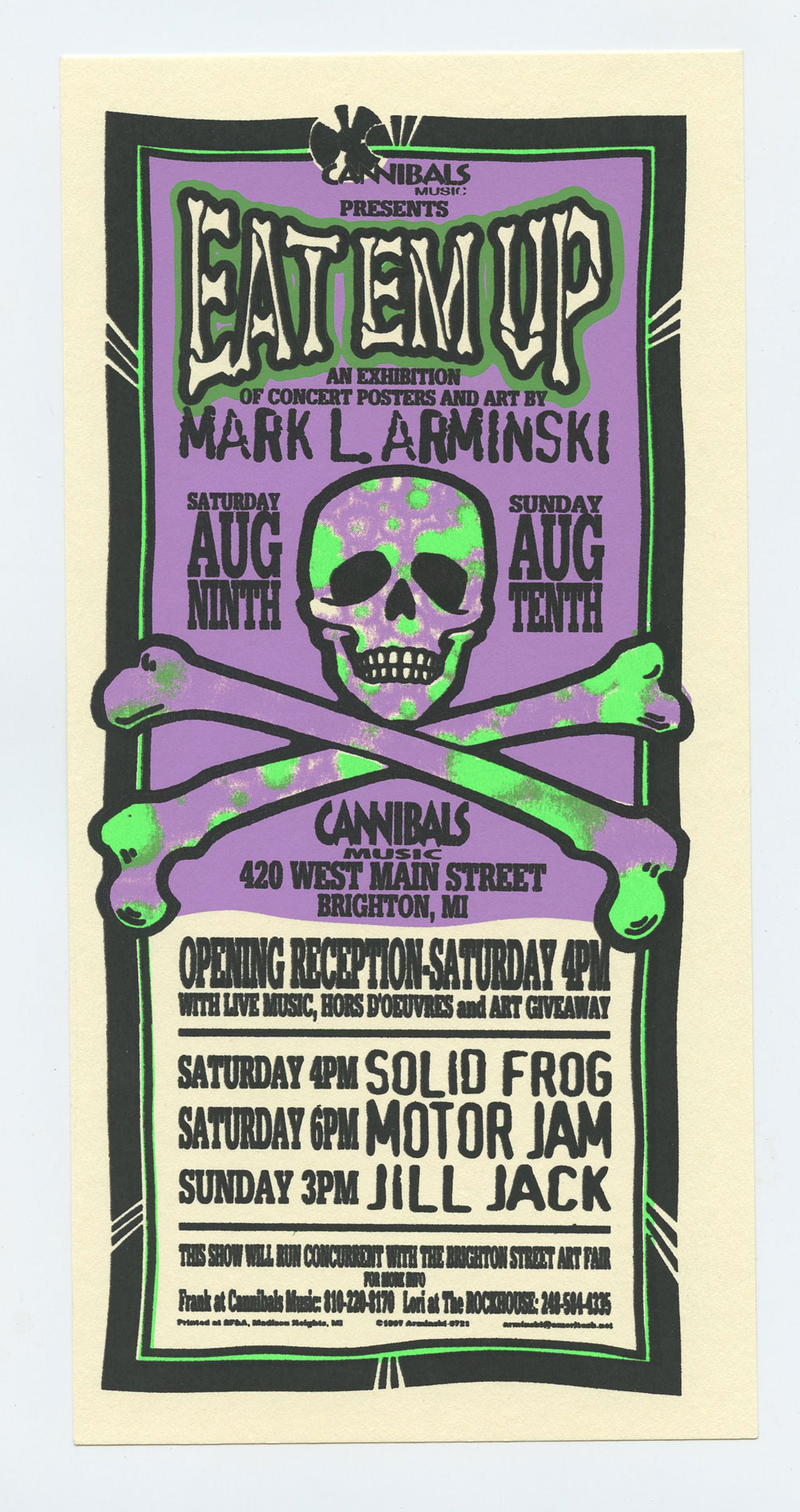 Mark Arminski Handbill an Exhibition of Concert Posters and Art 1997 Brighton