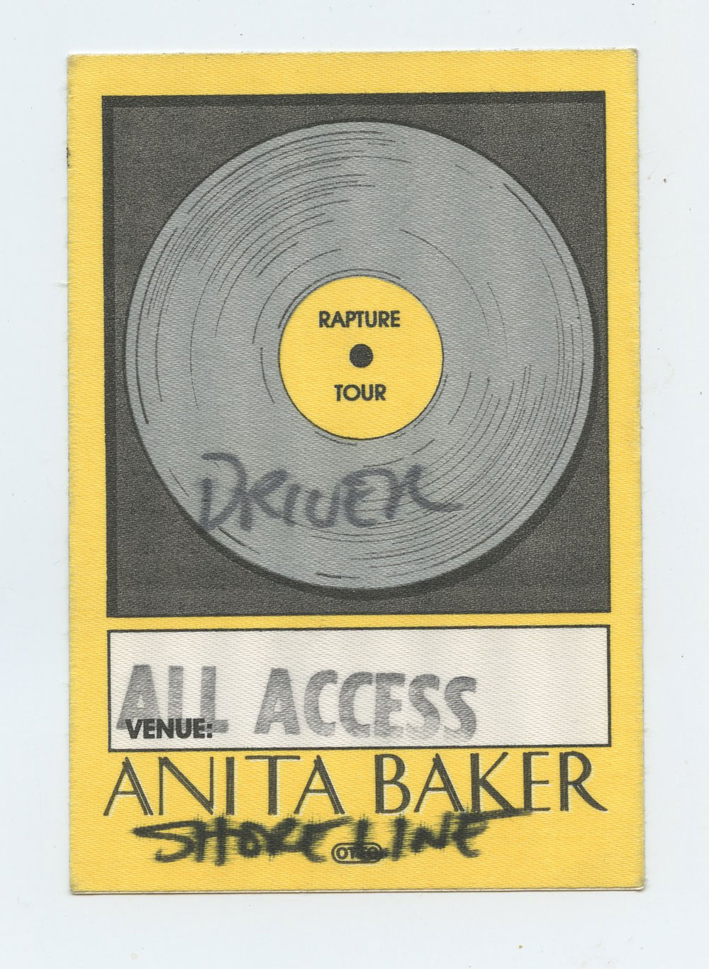 Anita Baker Backstage Pass Driver 1986 Rapture Tour
