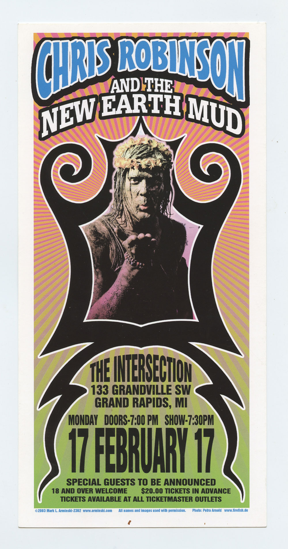 Chris Robinson Handbill The Intersection 2003 Feb 17 Mark Arminski