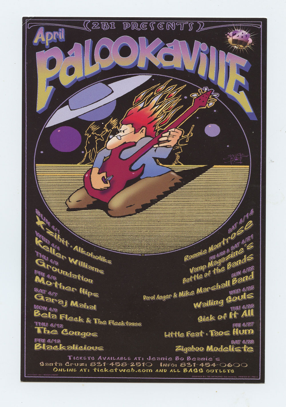 Palookaville Handbill 2001 Apr Little Feat Mother Hips