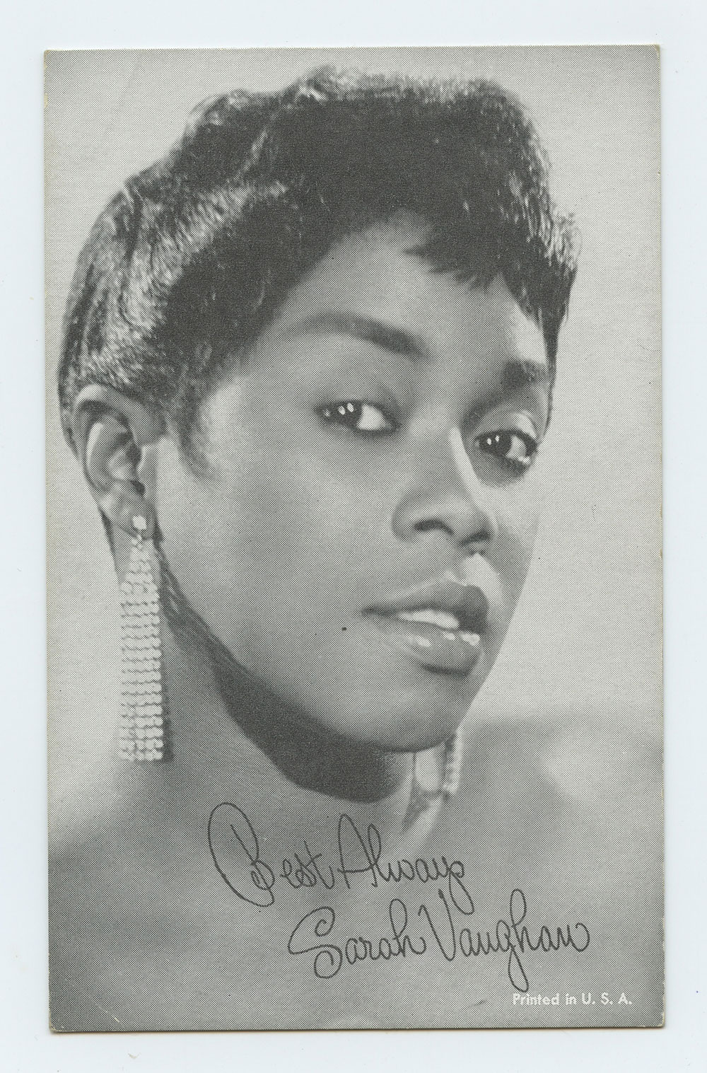 Sarah Vaughan Photo Print Card Original Vintage