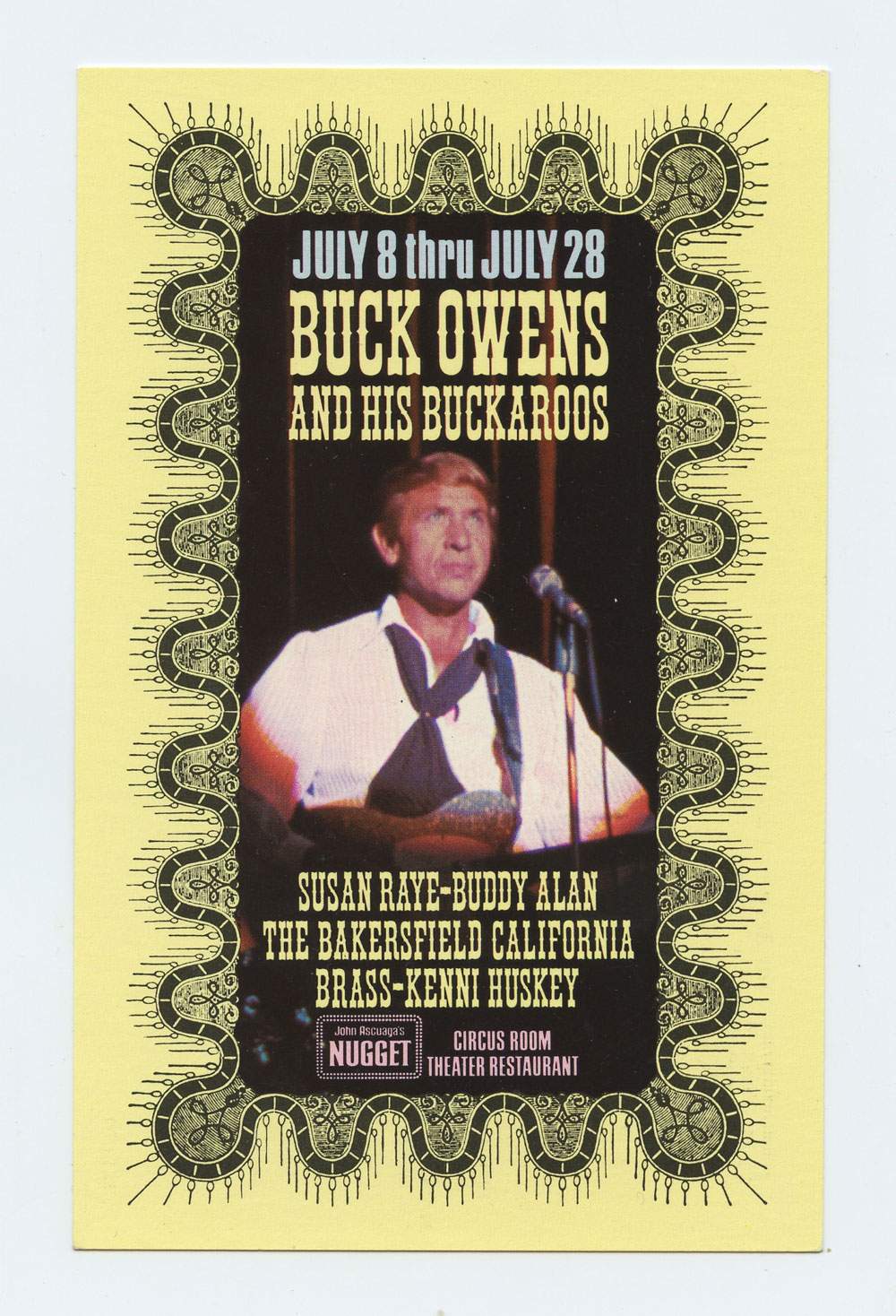 Buck Owens and His Buckaroos Postcard Nuggets Reno circa 1970s