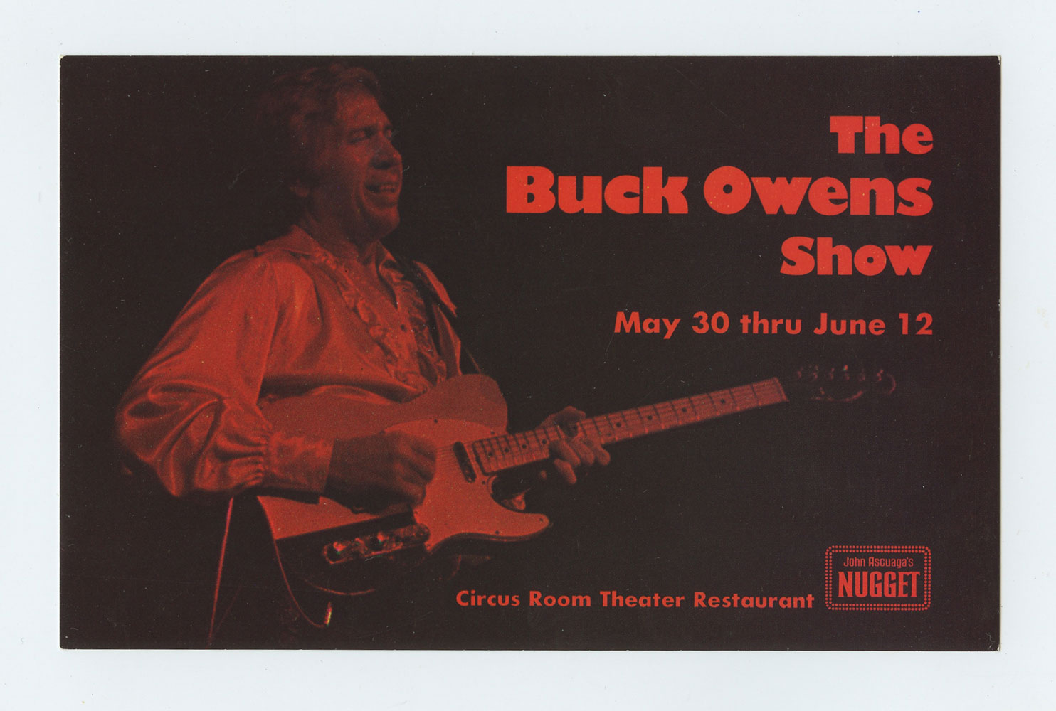 Buck Owens and His Buckaroos Postcard Nuggets Reno circa 1970s
