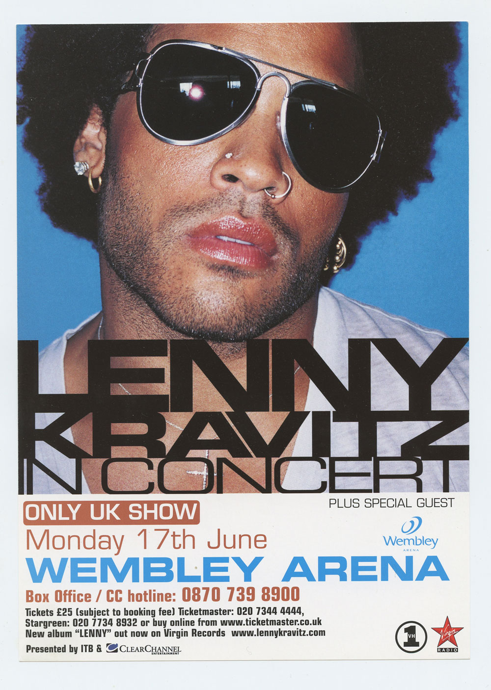 Lenny Kravitz Handbill 2002 June 17 Wembley Arena London UK