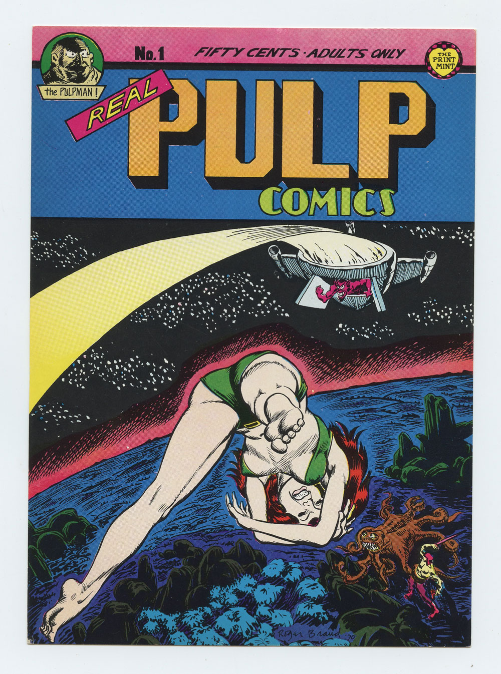 Roger Brand Postcard Real Pulp Comix No. 1 edition Promo 1973 