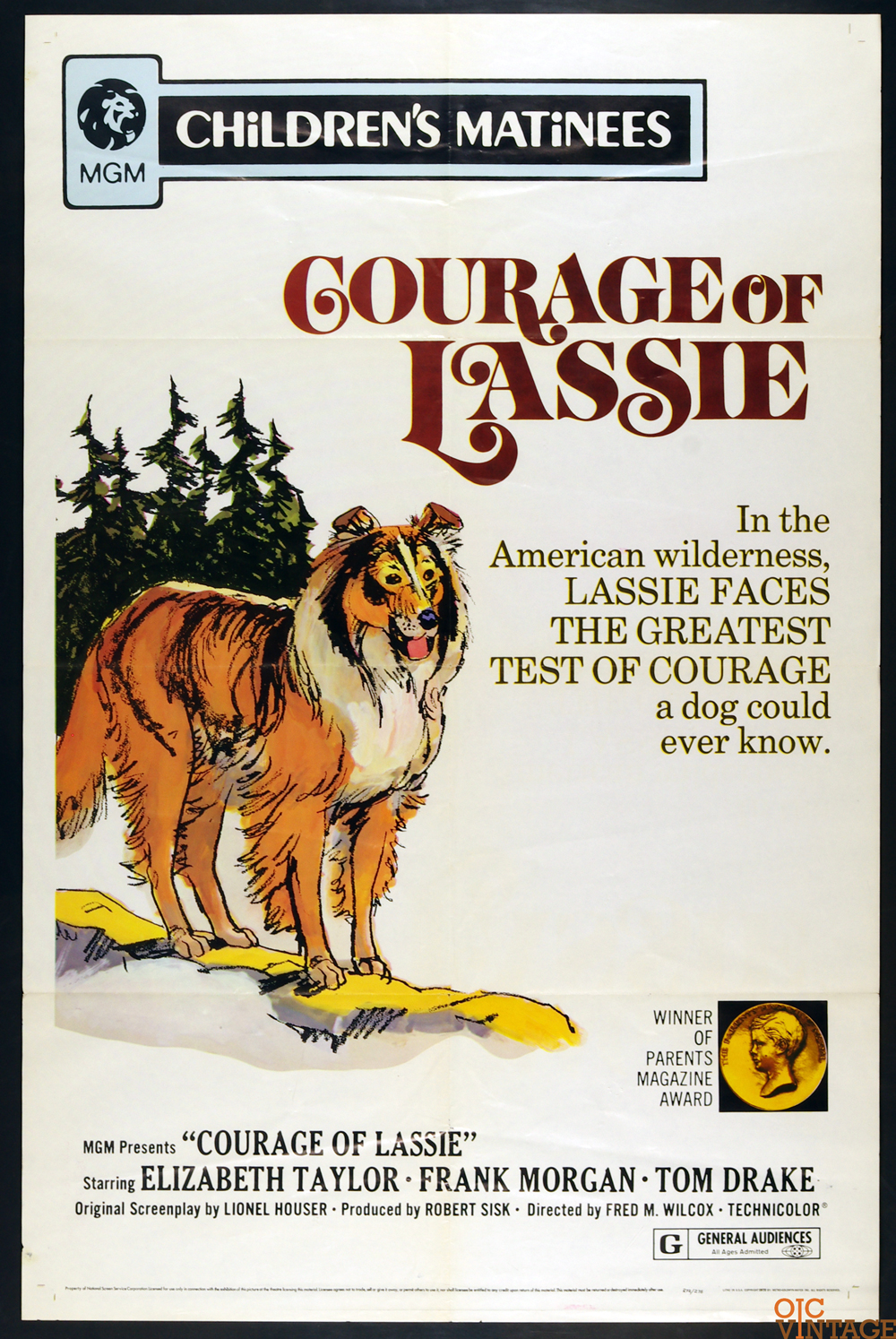 Courage of Lassie Poster Movie Original Vintage Elizabeth Taylor R1972