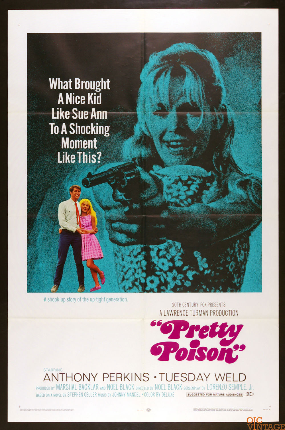 Pretty Poison Poster Movie Original Vintage 1968 Anthony Perkins Tuesday Weld