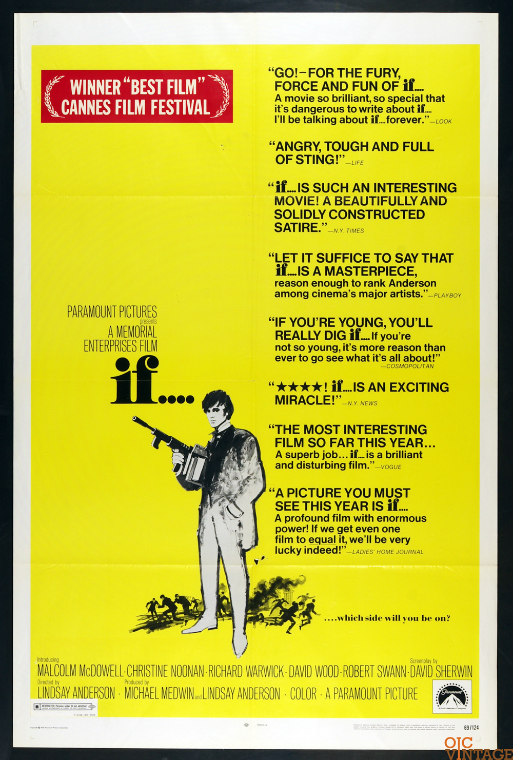 IF.... Poster Movie Original Vintage 1969 Malcolm McDowell