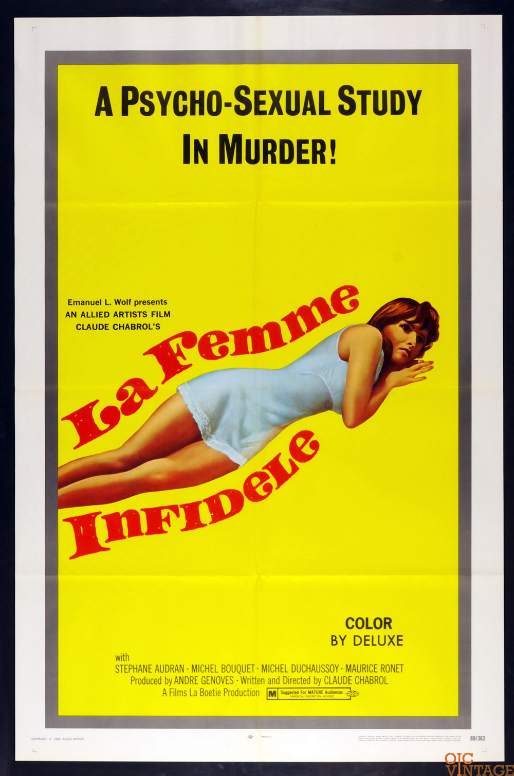 La Femme Infidele The Unfaithful Wife Poster Movie Original Vintage 1969