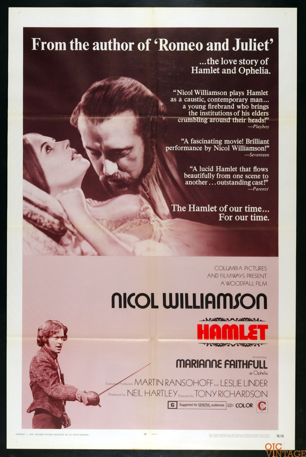 Hamlet Poster Movie Original Vintage 1970 Nicol Williamson