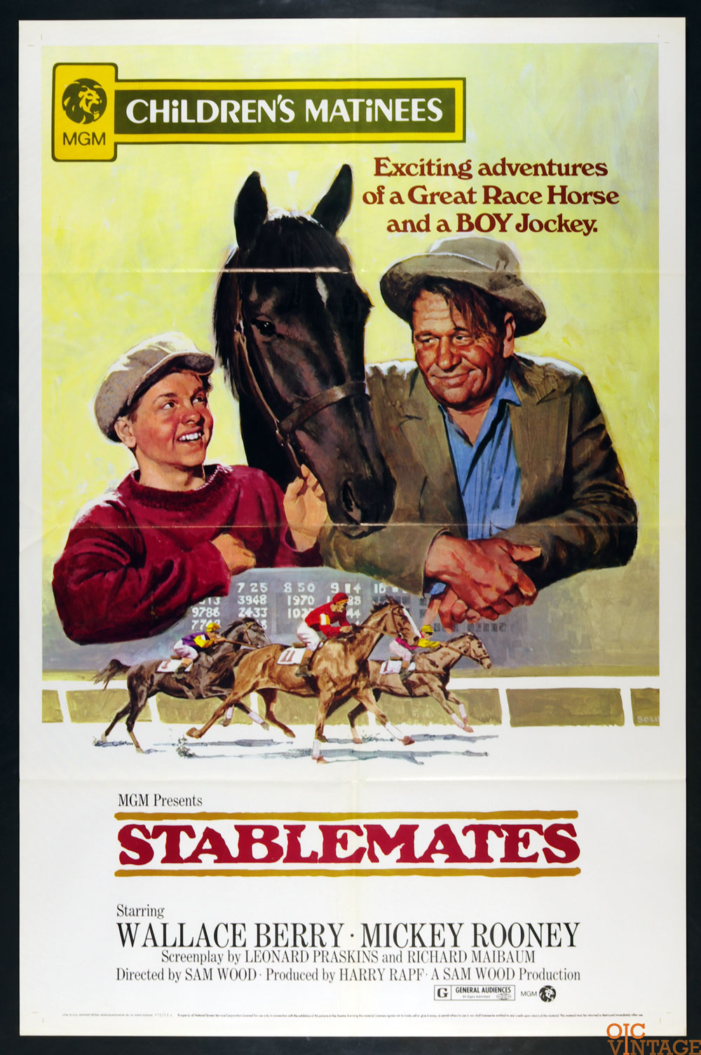 Stablemates Poster Movie Original Vintage R1973 Mickey Rooney Wallace Beery