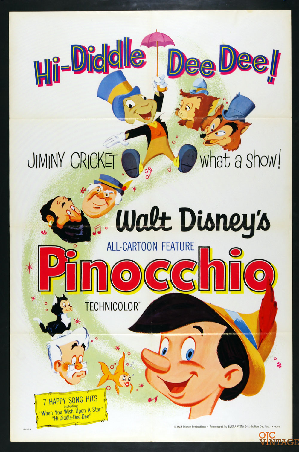 Pinocchio Poster Movie Original Vintage R1971