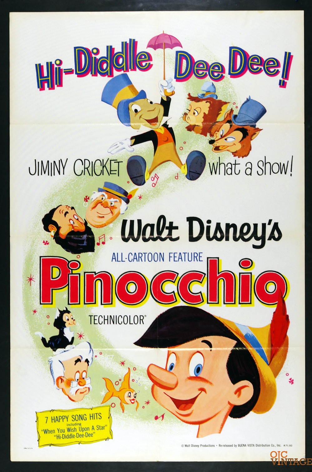 Pinocchio Poster Movie Original Vintage R1971