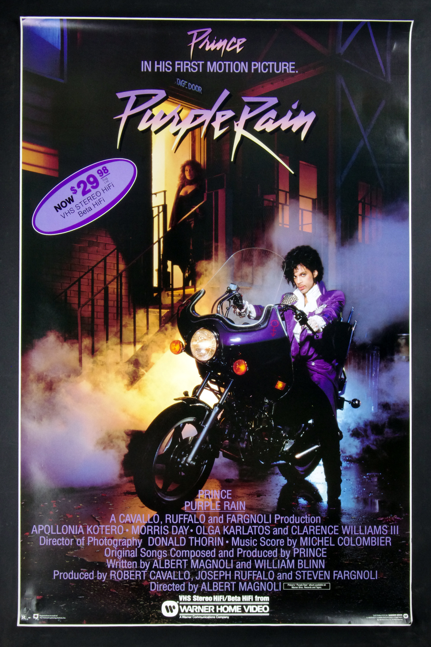 Prince Poster Purple Rain 1984 Movie Home Video Promo 27 x 39