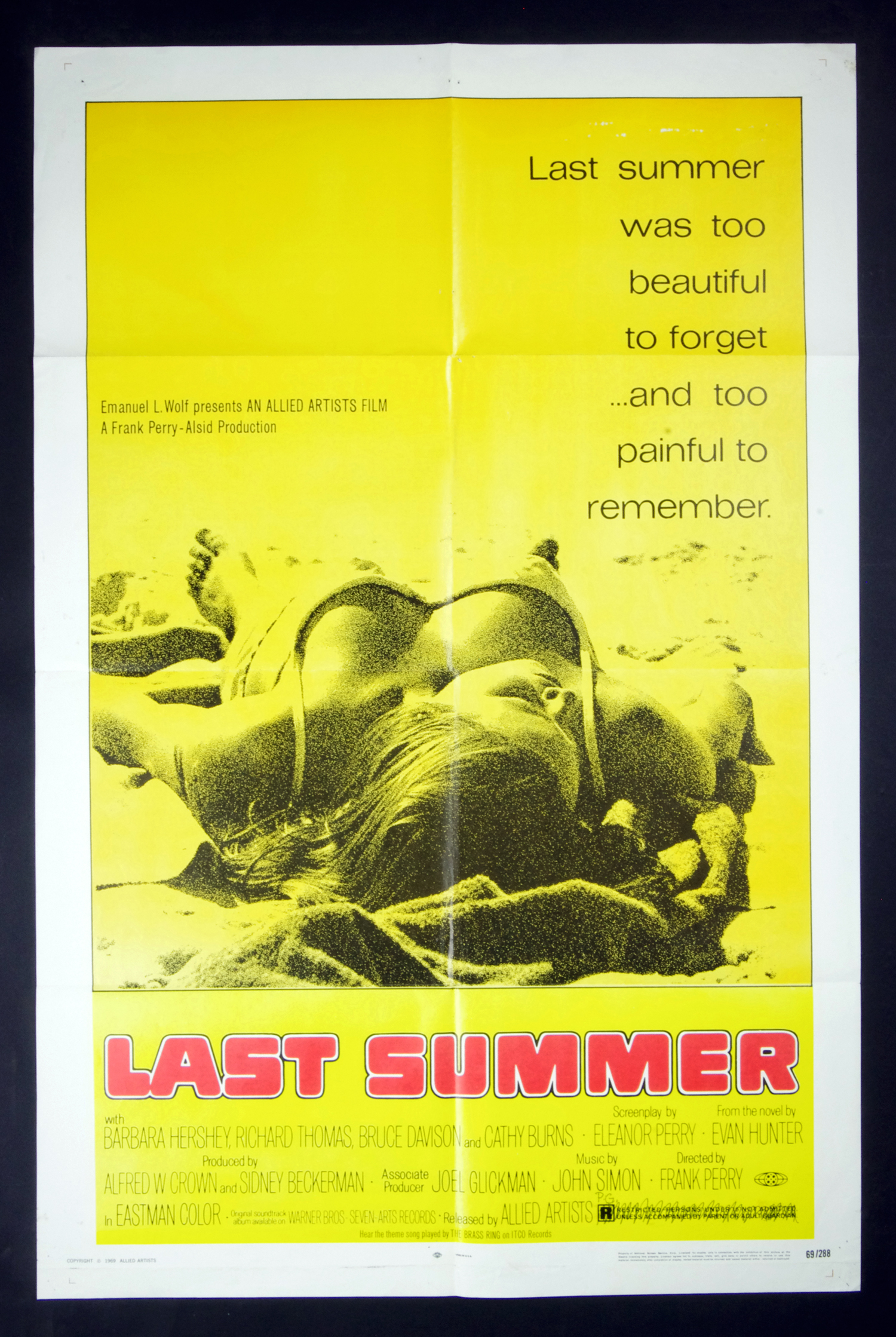 Last Summer Poster Movie Original Vintage 1969 Barbara Hershey  