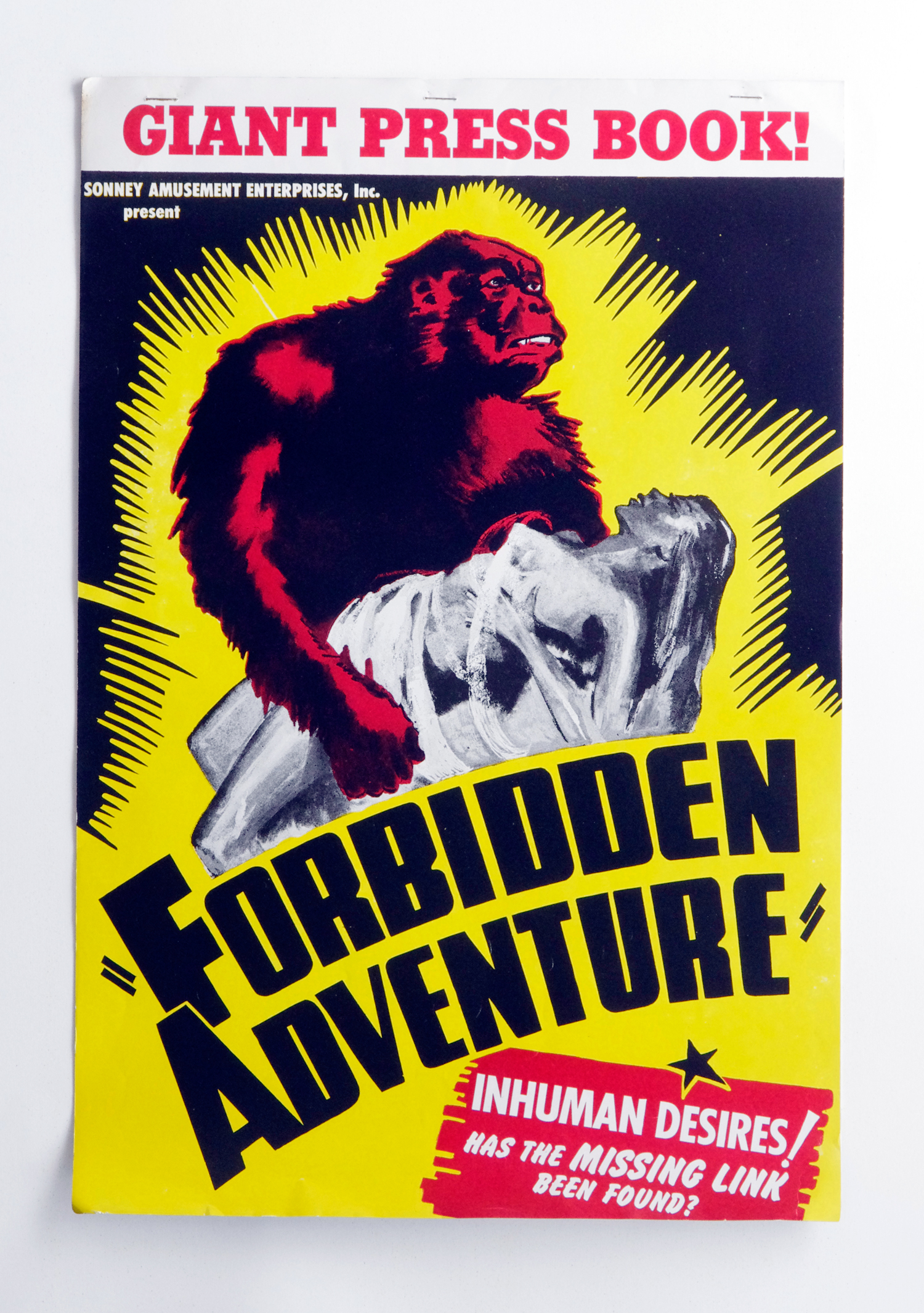 Forbidden Adventure Book Poster Movie Original Vintage aka Gorilla Woman Angkor 1935