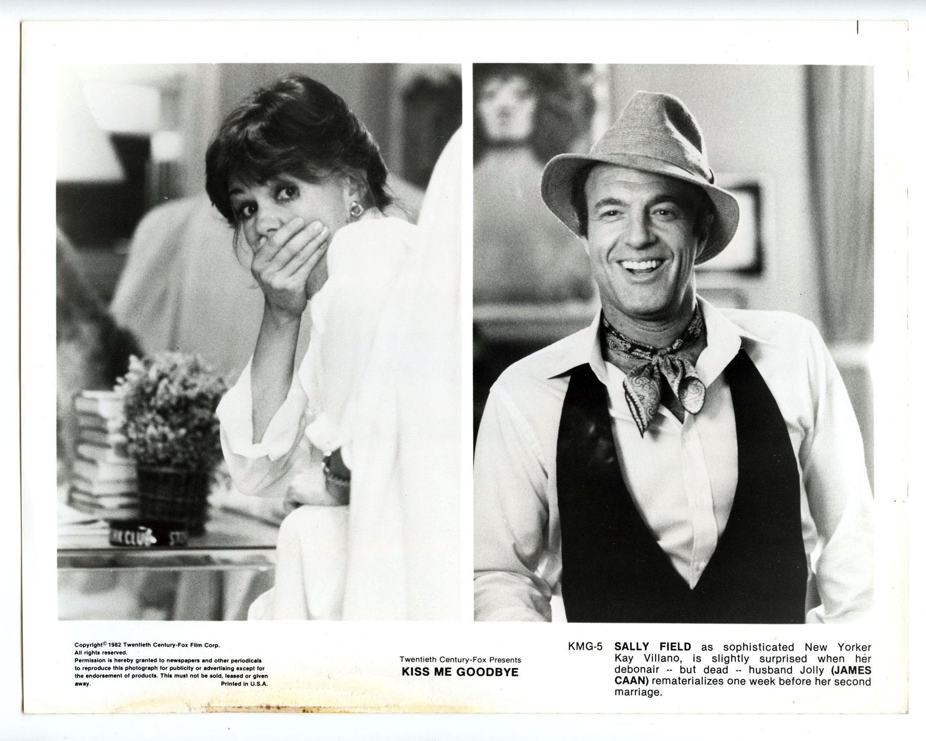 Sally Field James Caan Photo 1982 Kiss Me Goodbye Original Vintage