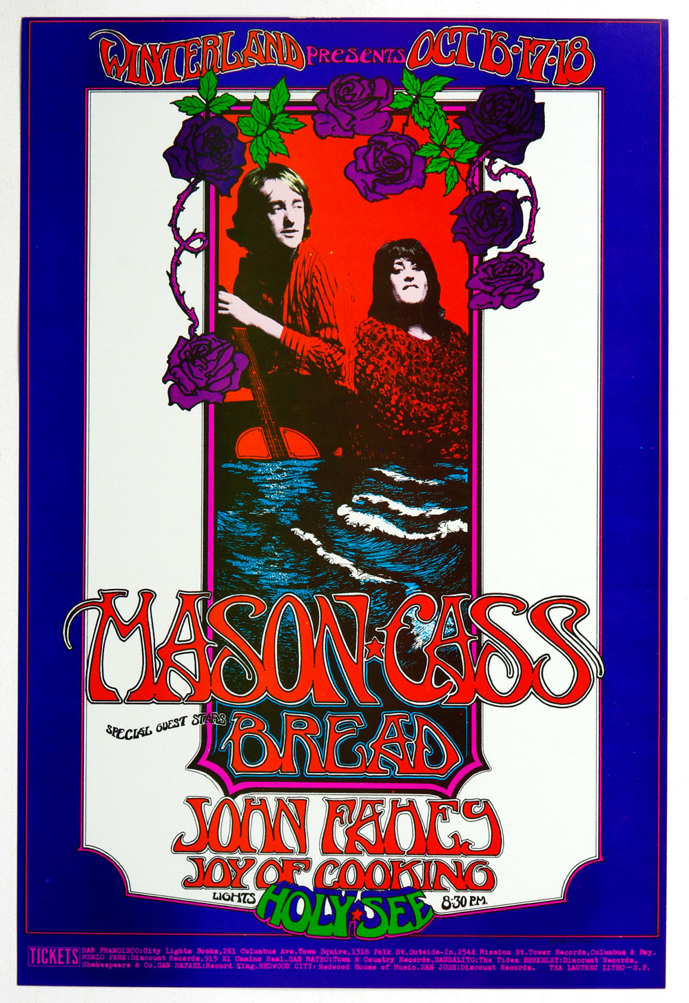 Dave Mason and Cass Elliot Poster 1970 Oct 16 Winterland San Francisco