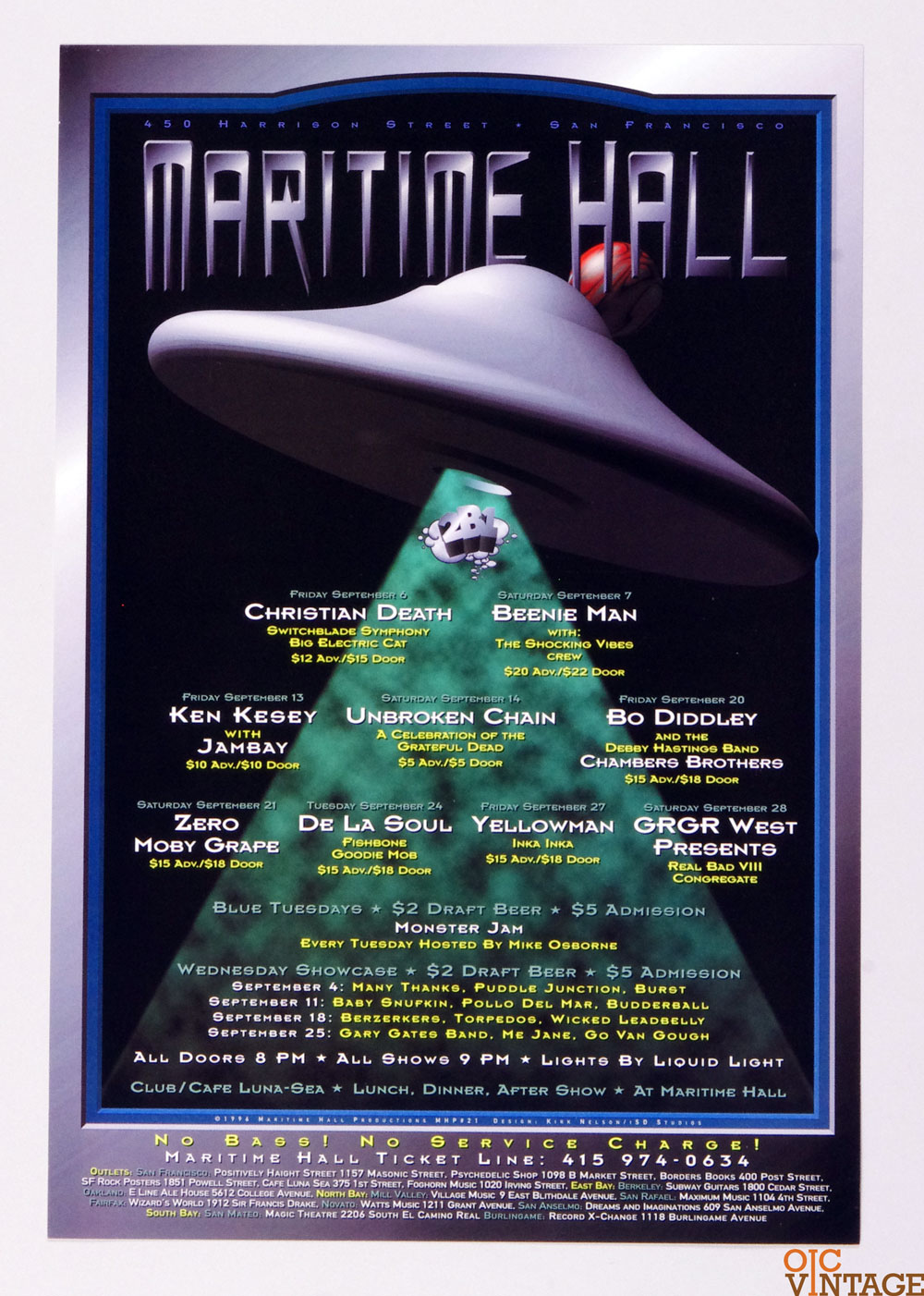 Maritime Hall 1996 Sep Poster Christian Death Beenie Man Bo Didley