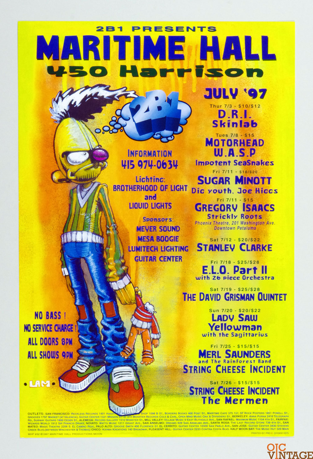 Maritime Hall 1997 Jul Poster Motorhead W.A.S.P. Sugar Minott