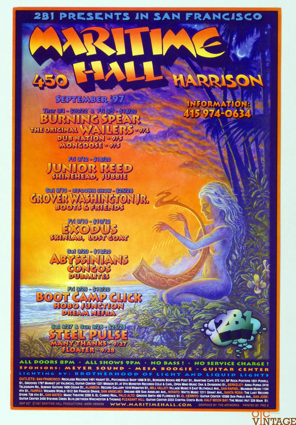Maritime Hall 1997 Sep Poster Steel Pulse Grover Washing Jr Wailers 
