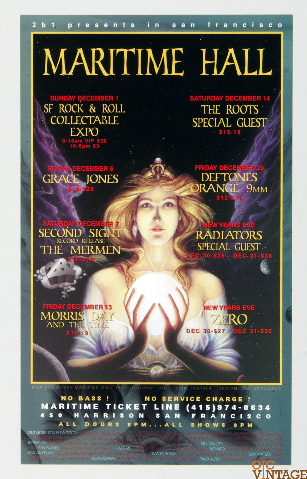 Maritime Hall 1996 Dec Poster The Roots Deftones Orange Radiators Zero