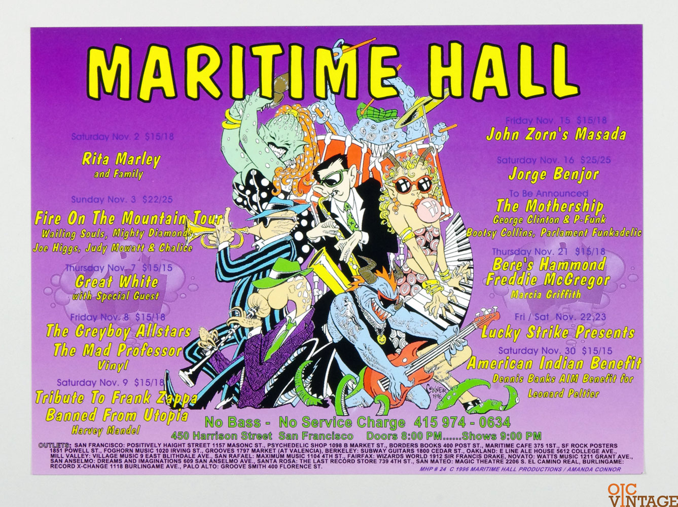 Maritime Hall 1996 Nov Poster Rita Marley Great White