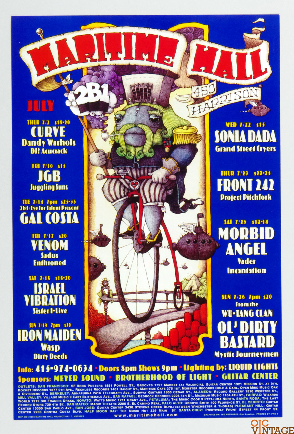 Maritime Hall 1998 Jul Poster Iron Maiden Sonia Dada Front 242