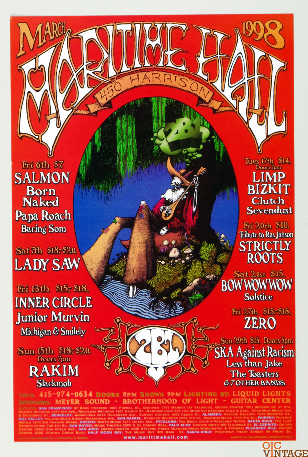 Maritime Hall 1998 Mar Poster Zero Limp Bizkit Lady Saw Inner Circle Rakim