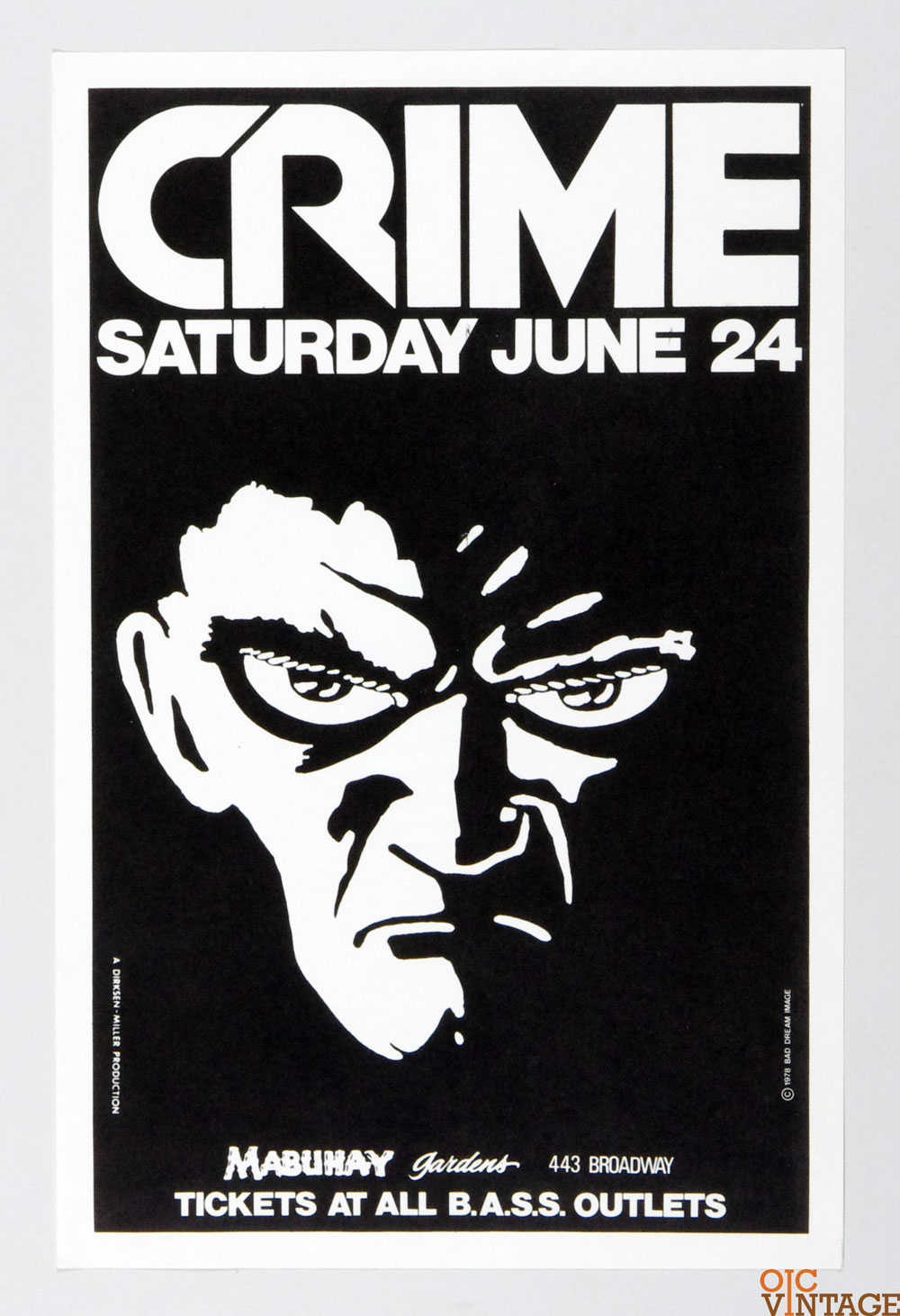 Crime Early American Punk Band Poster 1978 June 24 Mabuhay Gardens