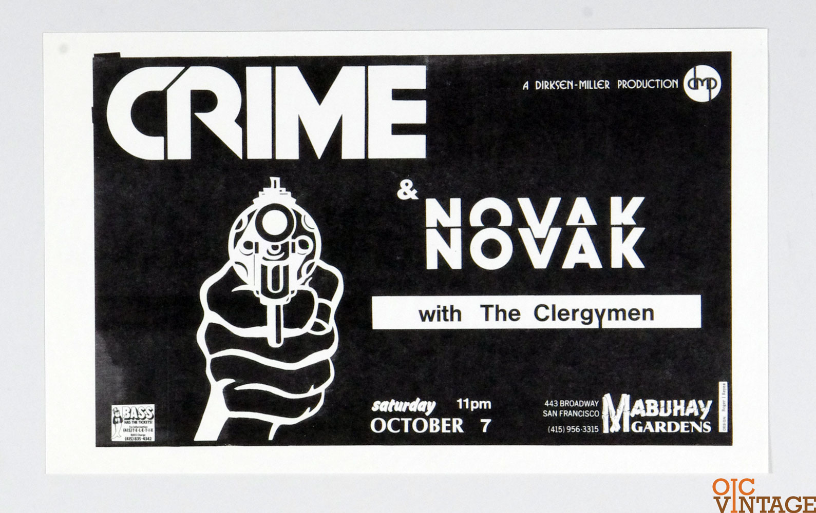 Crime Early American Punk Band Poster 1978 October 7 Mabuhay Gardens