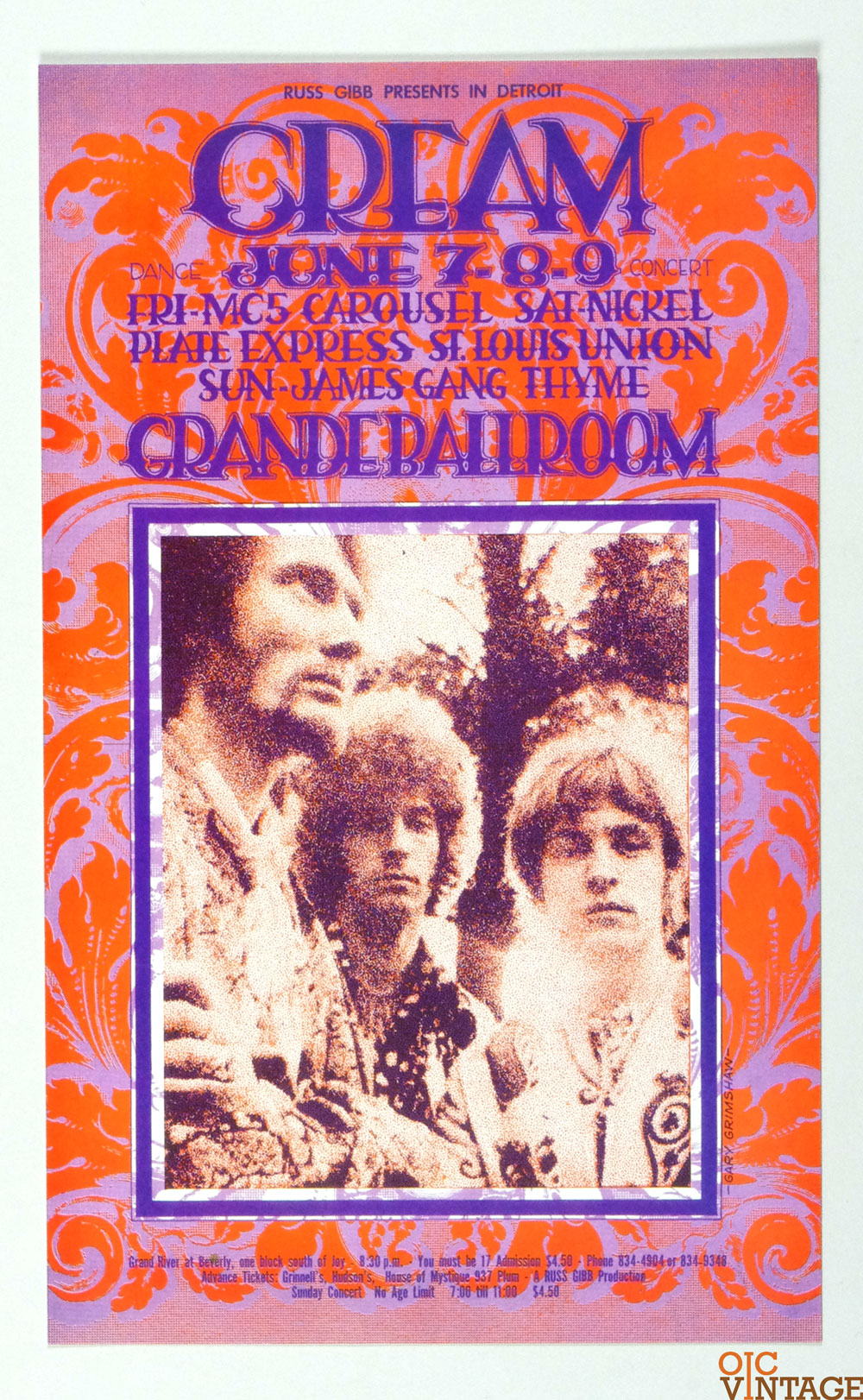 Cream Poster 1968 Grande Ballroom Gary Grimshaw 2nd Printing R2005
