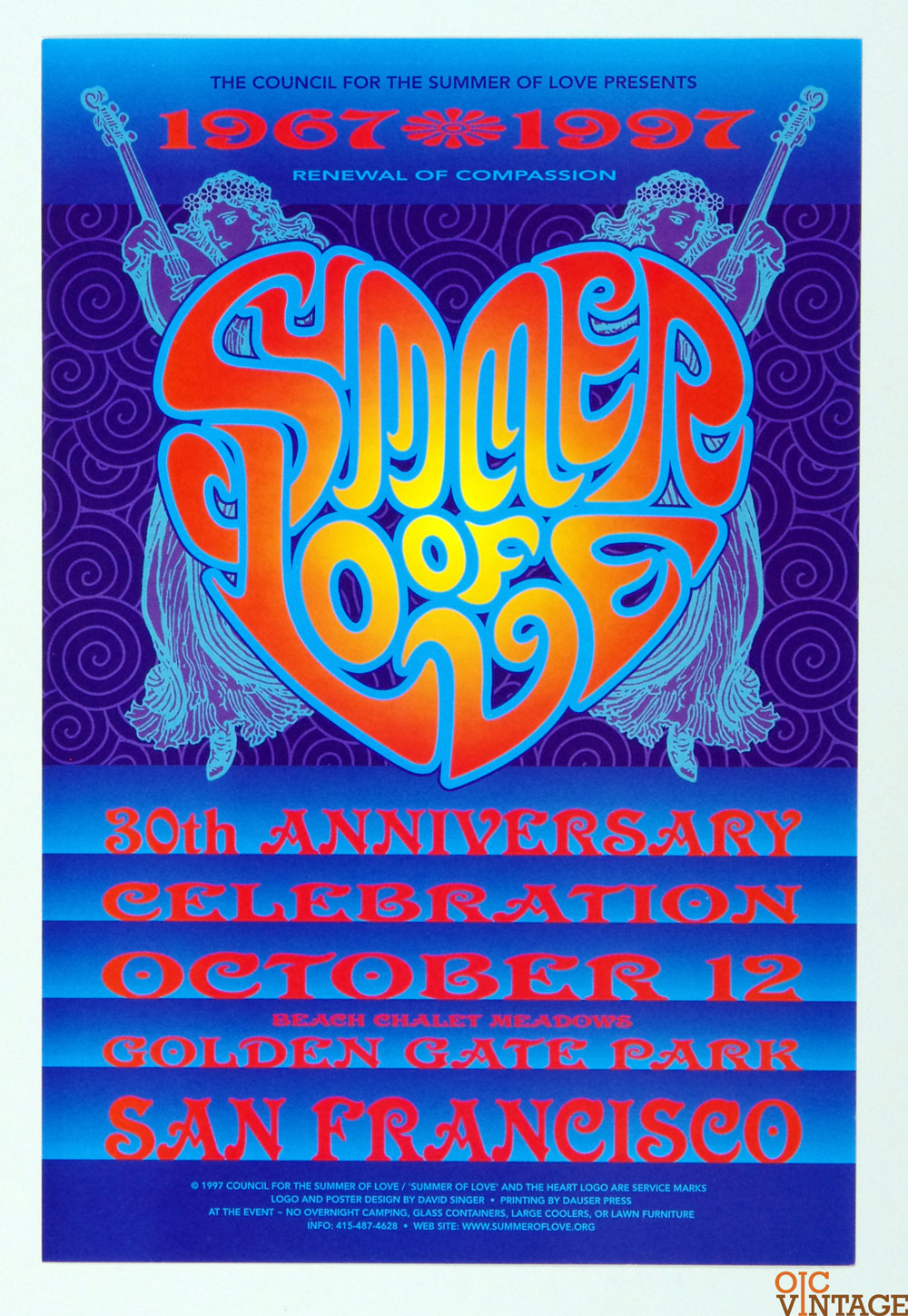 Summer of Love Poster 30th Anniversary Celebration 1997 David Singer
