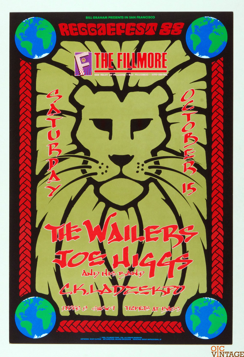 The Wailers Poster Reggaefest 88 New Fillmore San Francisco