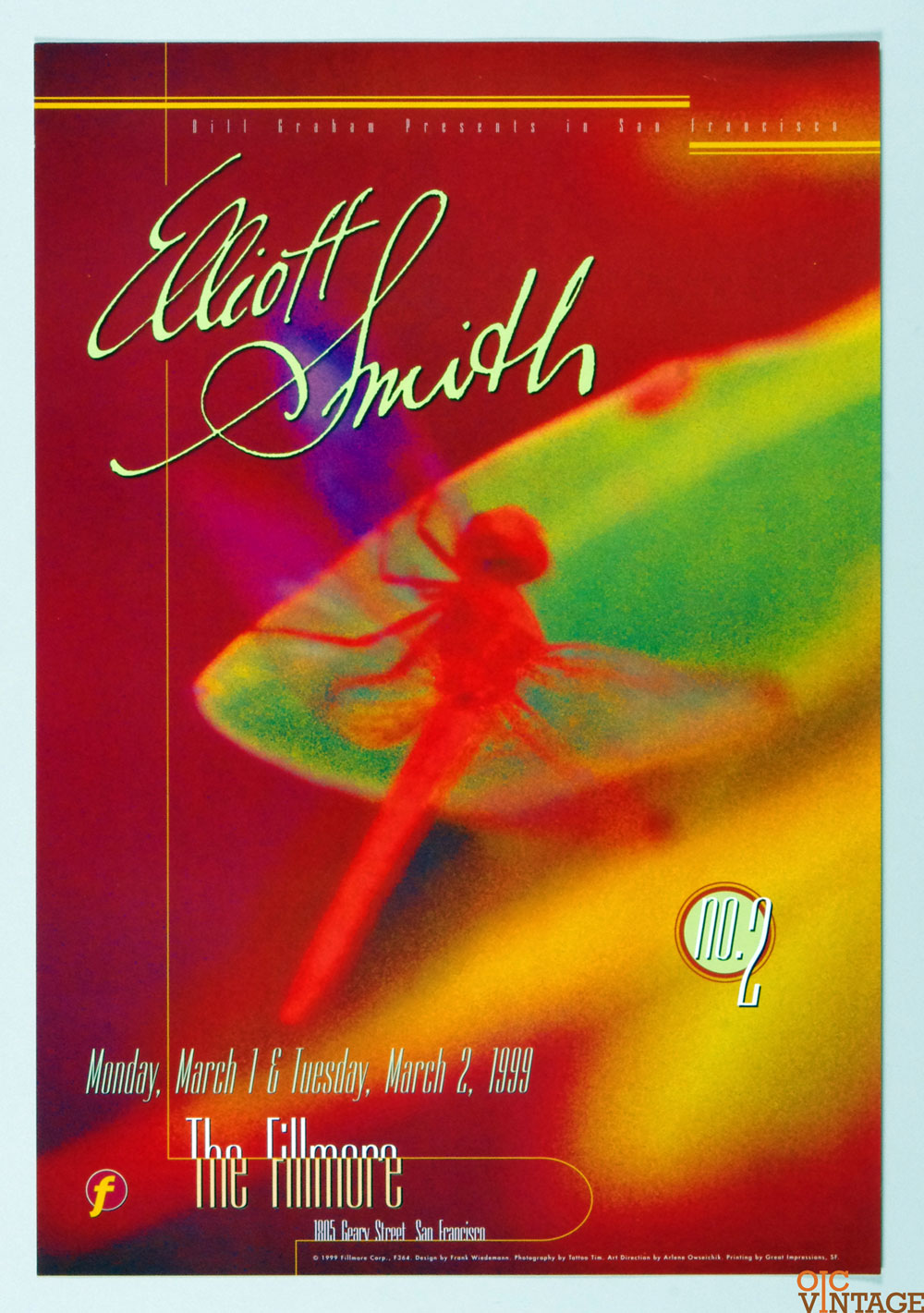 Eliott Smith Poster 1999 Mar 2 New Fillmore