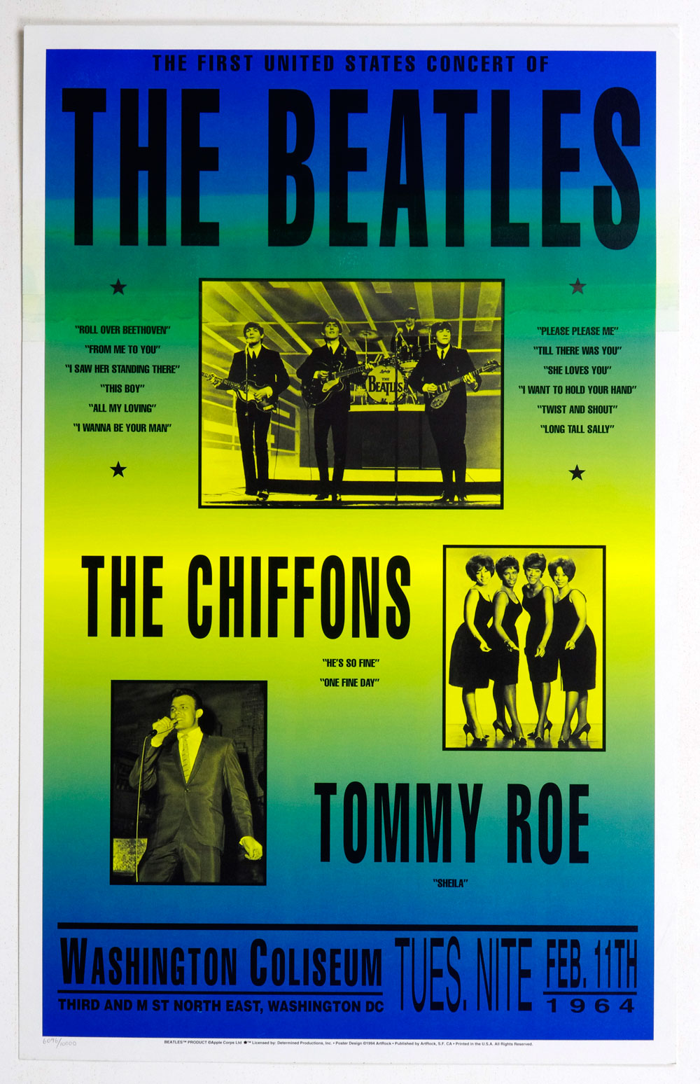 The Beatles Poster First US Concert 1964 Feb 11 Numbered R1995