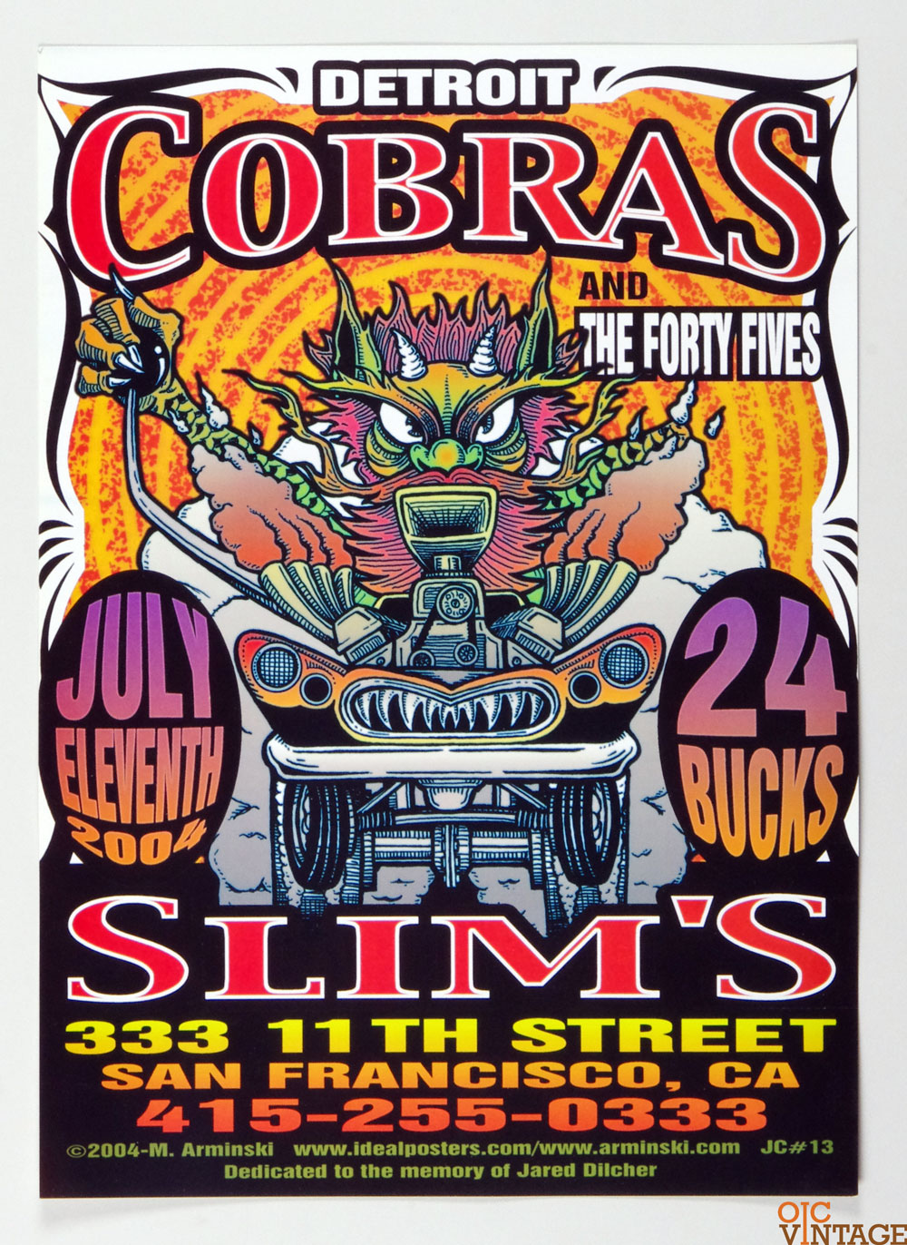 Detroit Cobras Poster 2004 Jul 11 Slim's San Francisco