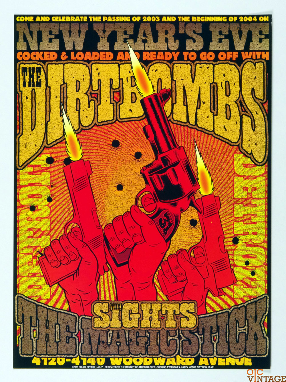 Dirtbombs Poster w/ Sights 2003 December 31 New Year's Eve Magic Stick Detroit