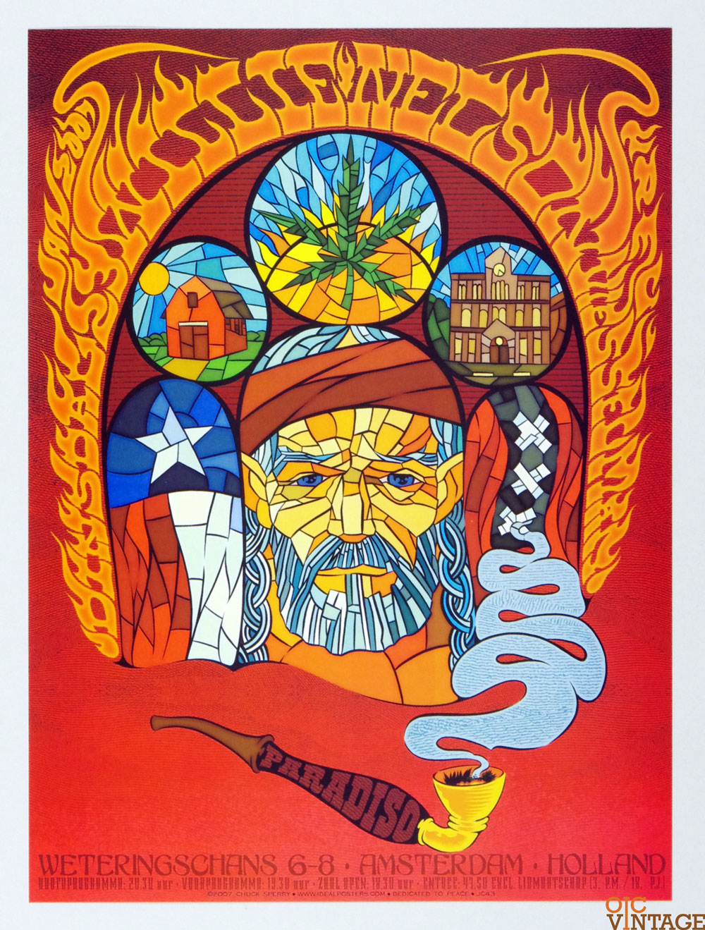 Willie Nelson Poster 2007 Jan 23 Paradiso Amsterdam Netherlands Chuck Sperry